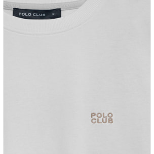 Camiseta blanca básica de cuello redondo con detalle bordado