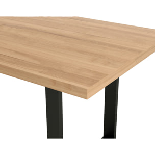 Jessie - table à manger - chêne et hêtre massif - 180 cm - Bois / Noir