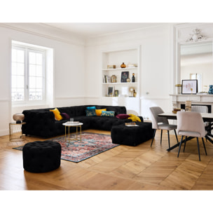 Gallata - pouf Chesterfield - en velours - Noir