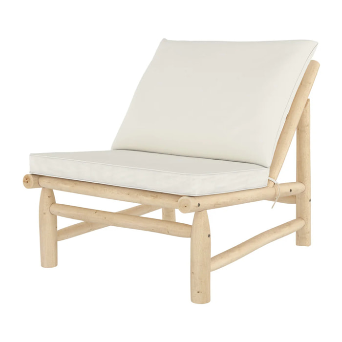 Fauteuil de jardin en teck et coussins blanc cassé - Makam
