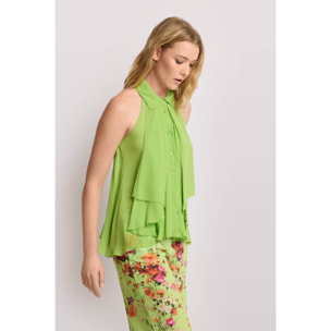 Kocca - Camicia senza maniche con volant Donna, Tinta unita, Colletto di camicia