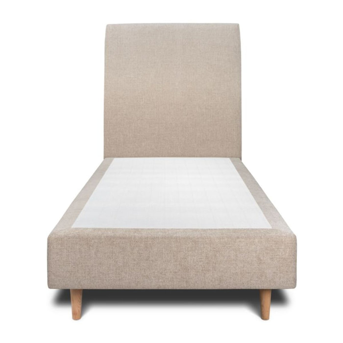 Lit avec tête de lit tapissée tissu et sommier tapissier Ep20