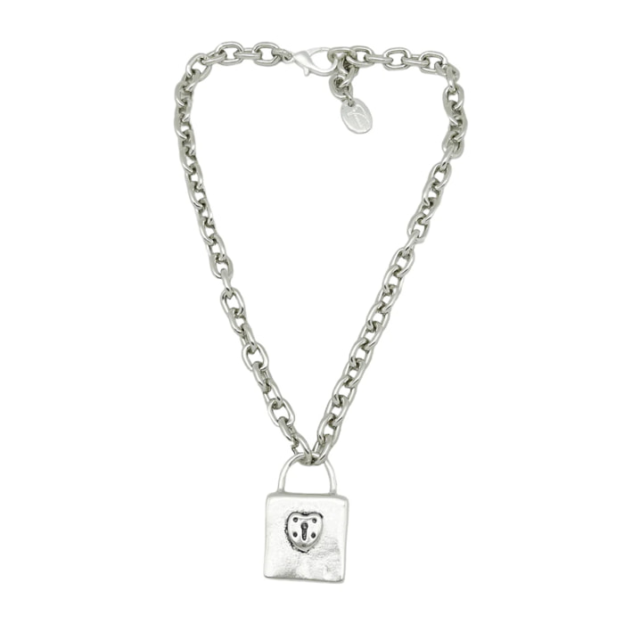 Collar candado GD en cadena ligera plata