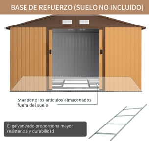 Outsunny Cobertizo Jardín para Almacenamiento de Herramientas 13,1m² Ocre Oscuro