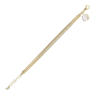 Bracciale Multifilo Golden con Ciondolo Quadrato in Apatite Blu