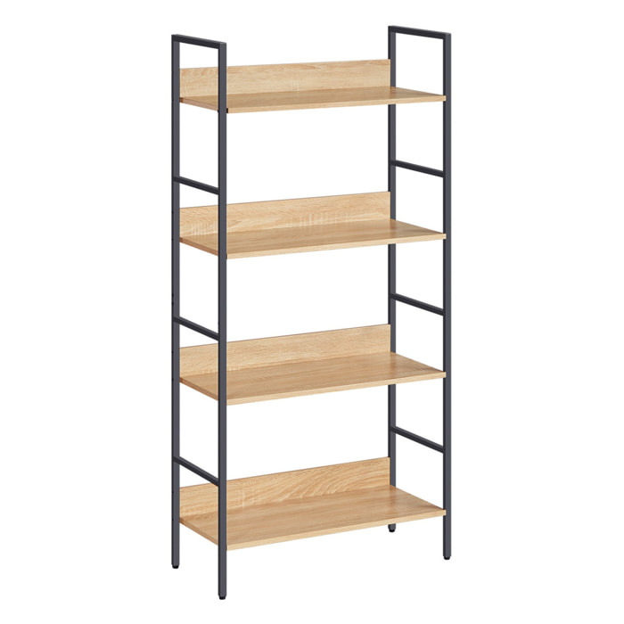 Libreria Industrial Sonoma a 4 Ripiani in Rovere e Acciaio