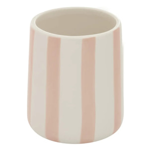 Porte-brosse à dents Strio rayures rose blé H10cm