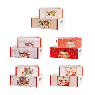 Set 2 Cassette Natale Legno Jolly Xmas