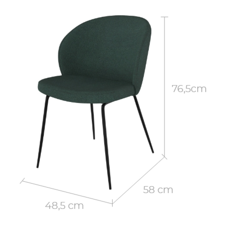 Lot de 2 chaises vertes en tissu bouclette et pied en métal - Groom