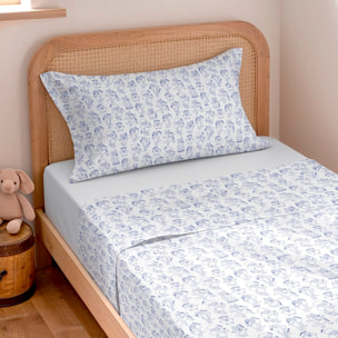 Drap de dessus BLUEY + taie d'oreiller 45x125