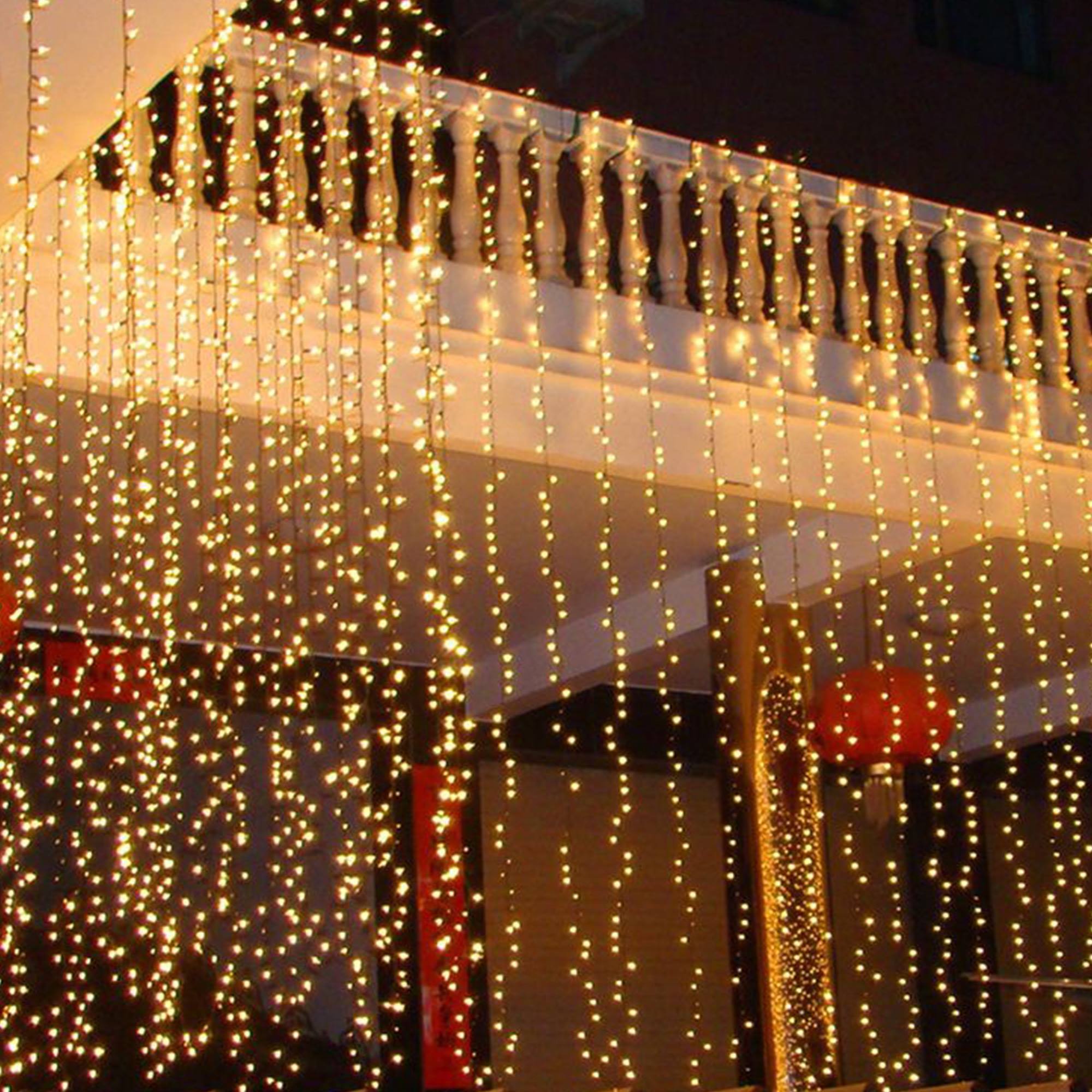 guirnalda con 768 luces led blanco cálido y control remoto con 13 funciones y temporizador