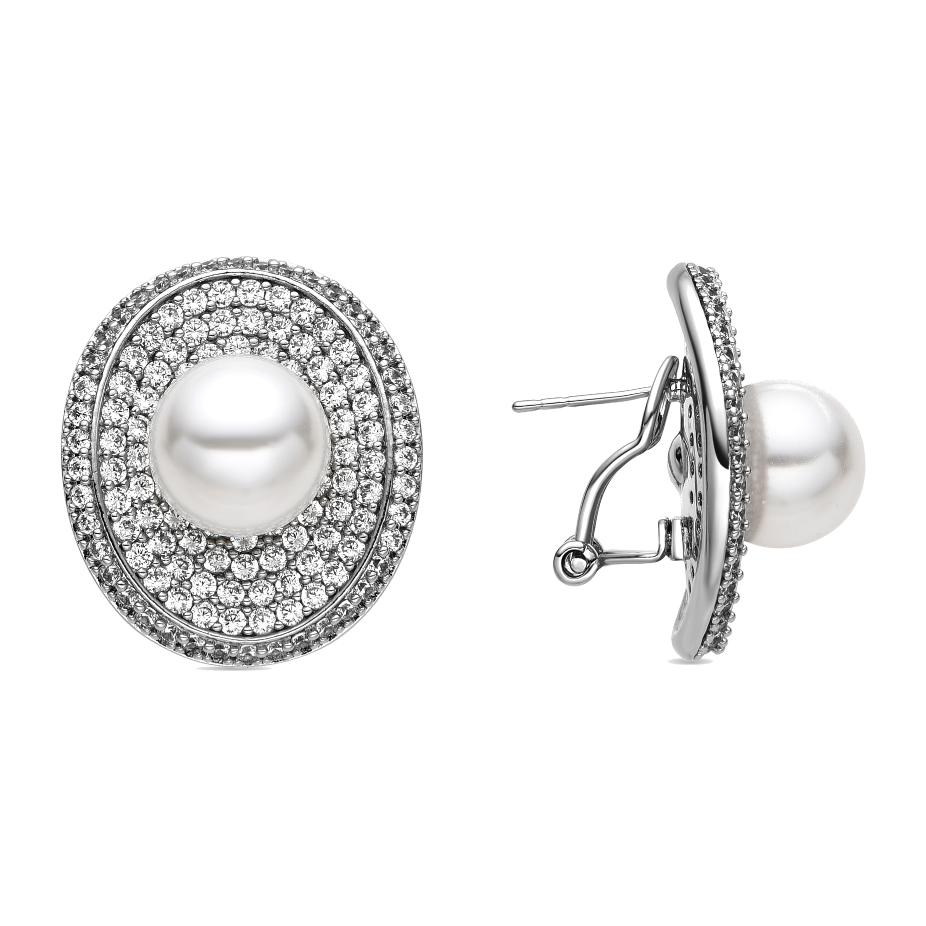 Pendientes con Perla Blanca acabado plata