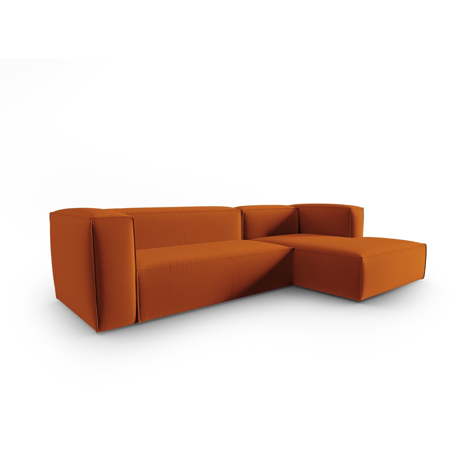 Canapé d'angle droit "Mackay" 4 places en velours terracotta