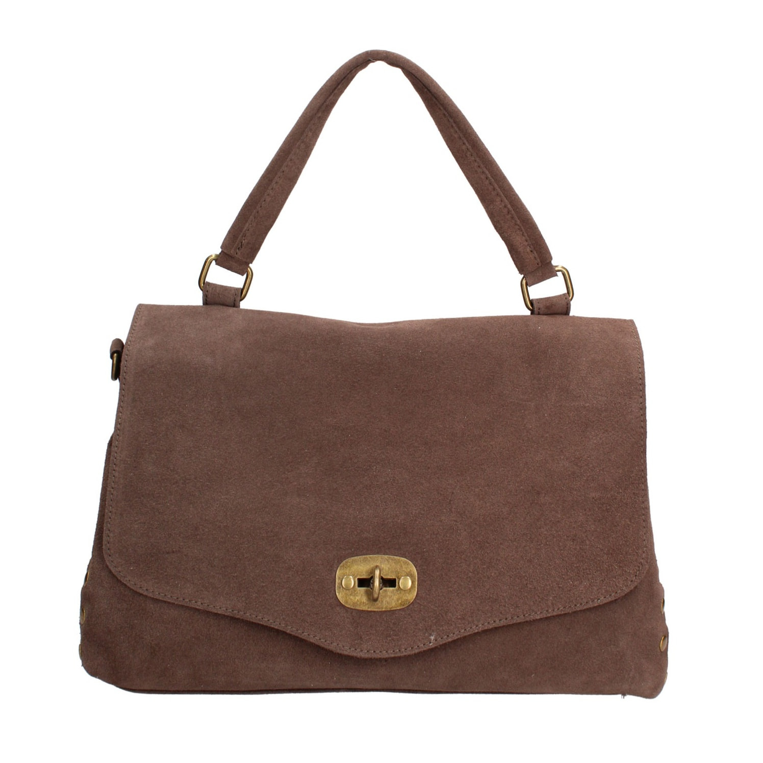 Borsa a mano da donna Made in Italy - Modello Zelia Elite - Pelle scamosciata - 37.0 x 22.0 x 15.0 cm