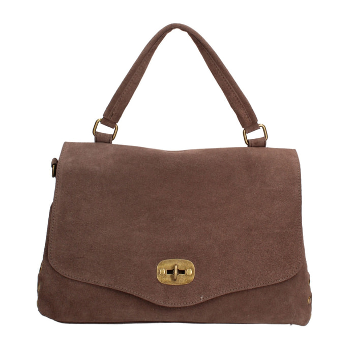 Borsa a mano da donna Made in Italy - Modello Zelia Elite - Pelle scamosciata - 37.0 x 22.0 x 15.0 cm