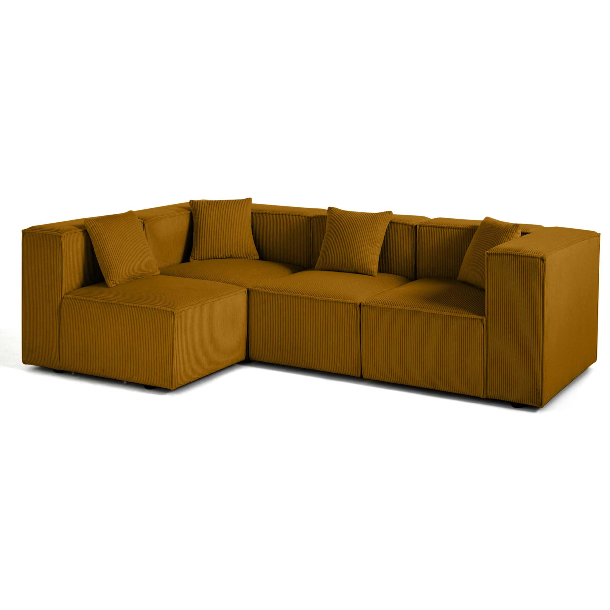 Arty - canapé modulable d'angle gauche 4 places - en velours côtelé - Jaune
