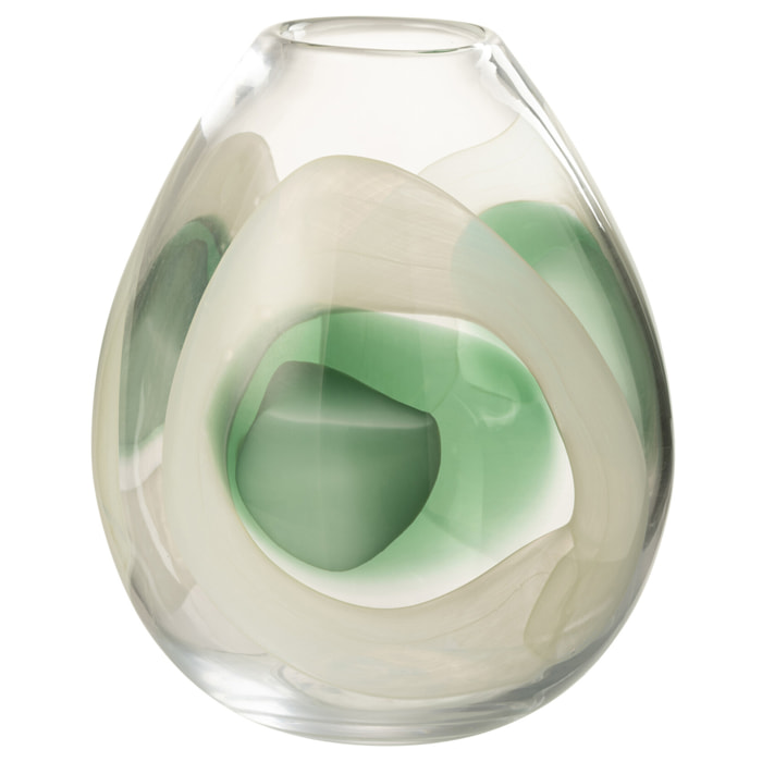 J-Line - Vase Livy - verre - vert/blanc/transparent - medium
