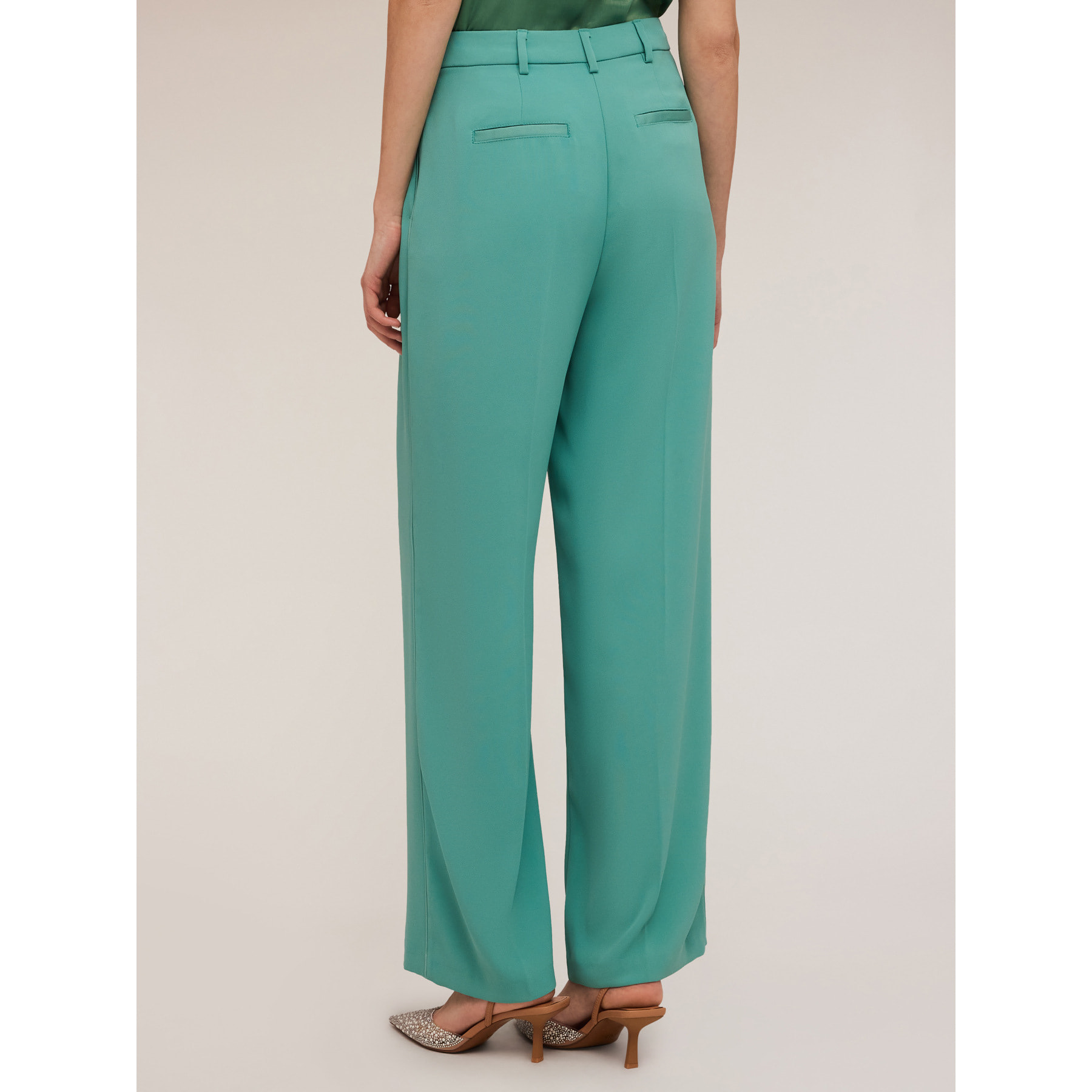 Motivi - Satin-Palazzohose mit seitlichem Piping - Green Water