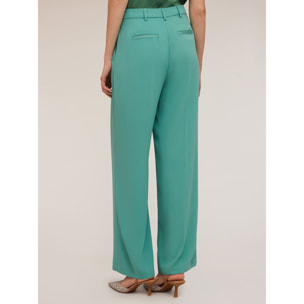 Motivi - Satin-Palazzohose mit seitlichem Piping - Green Water