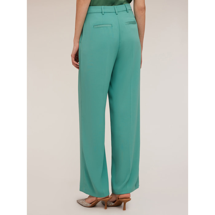 Motivi - Satin-Palazzohose mit seitlichem Piping - Green Water