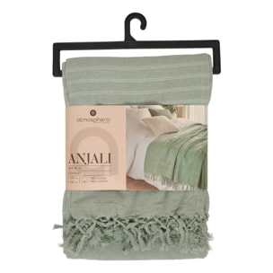 Jeté de lit Anjali 220x160 vert céladon en coton