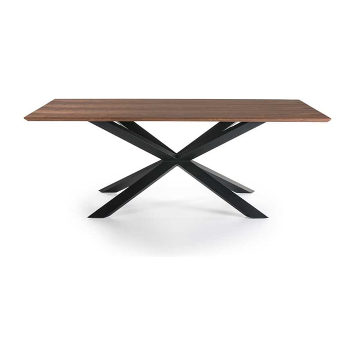 Mesa de comedor fija TOULOUSE - nogal y negro - 200x100x76cm