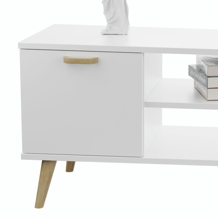 Mobile Porta TV Focus 135 in Stile Scandinavo Bianco