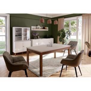 Buffet décor chêne et gris clair 199 cm 4 portes 1 tiroir - PENNY