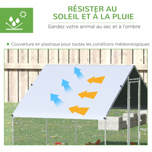 Enclos poulailler chenil 6 m² - parc grillagé dim. 3L x 2l x 2H m - poulailler chenil entièrement couvert - acier galvanisé