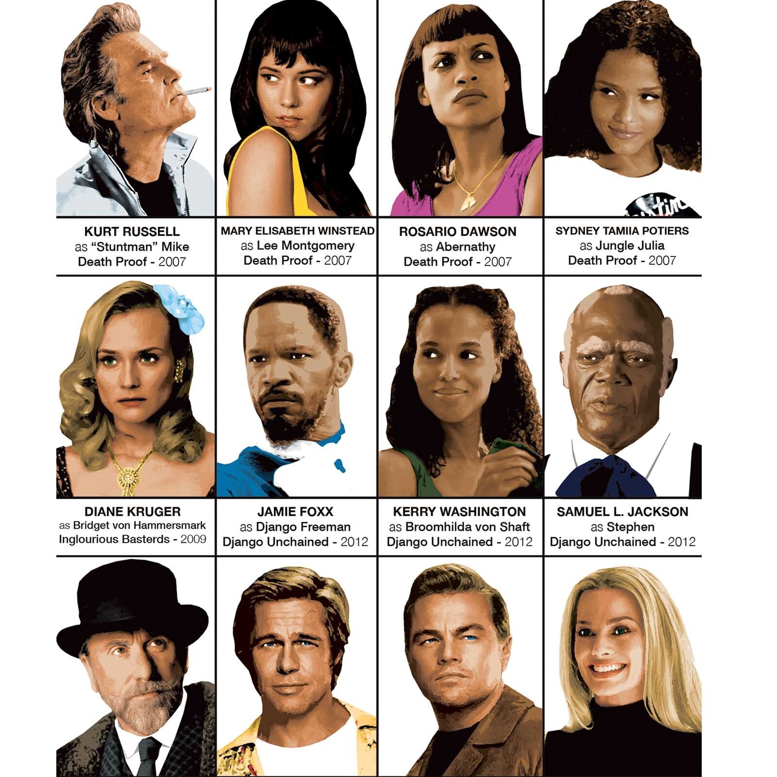 Affiche - Quentin Tarantino characters - Olivier Bourdereau