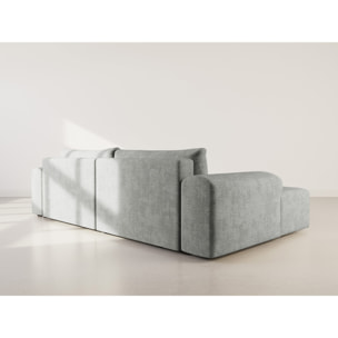 Rebecca - canapé d'angle gauche 4 places convertible avec coffre en velours texturé - Gris