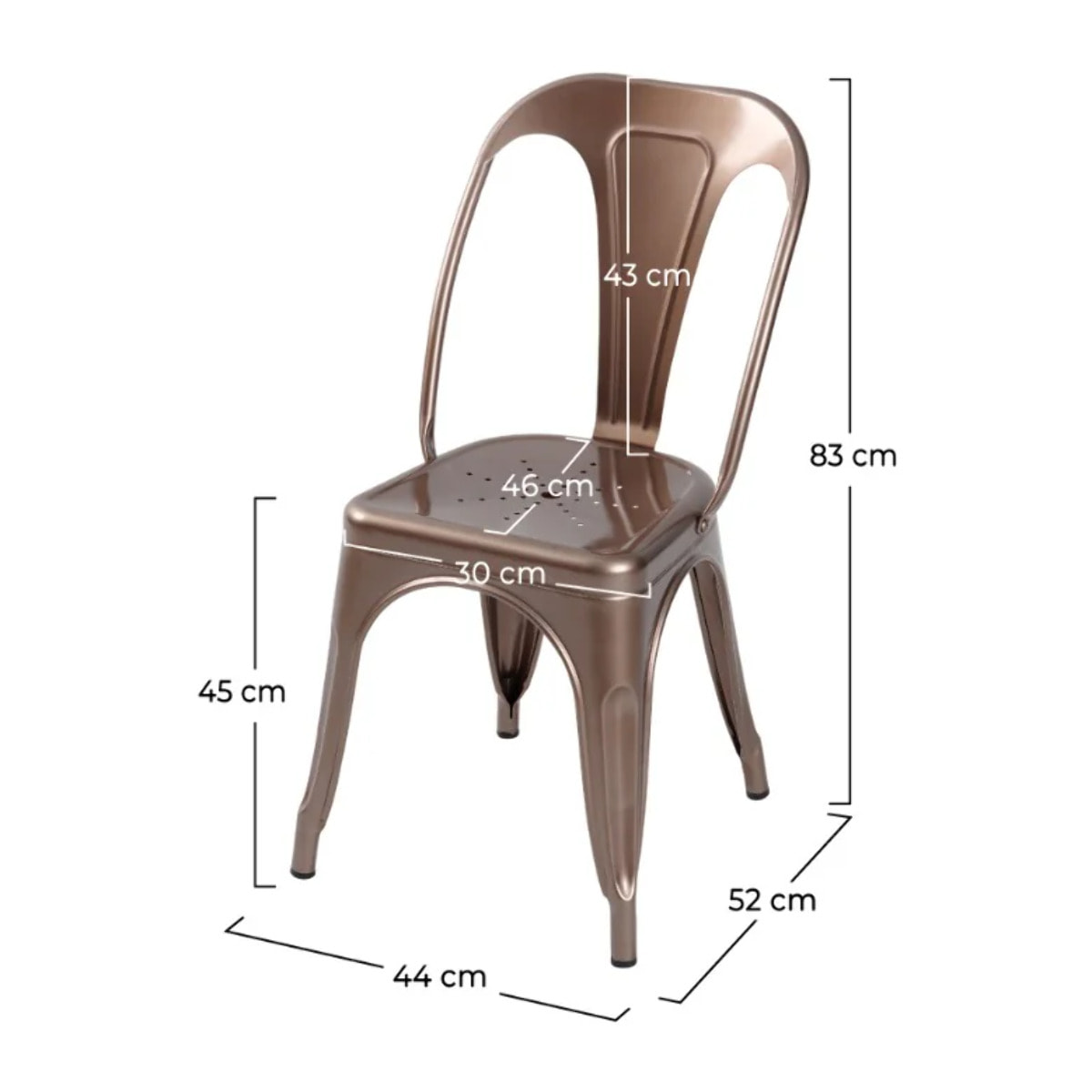 Lot de 2 chaises en métal cuivre - Indus