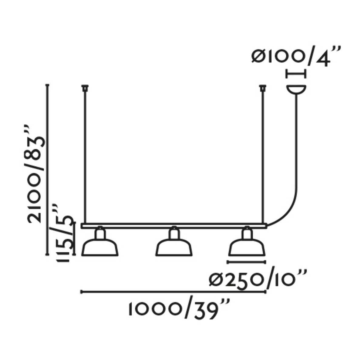 TATAWIN M métal 3L Lampe suspension blanche