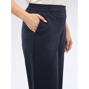 Fiorella Rubino - Pantalones cropped en punto Milano - Azul