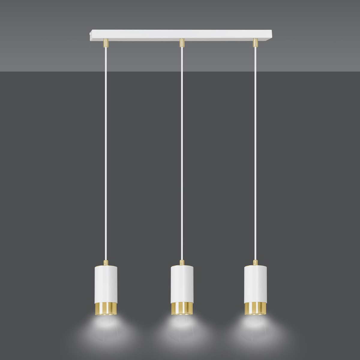 Lampada a sospensione Fumiko in acciaio bianco e oro