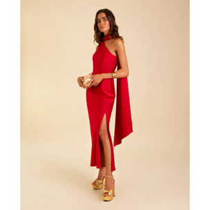 Vestido midi asimétrico con lazada