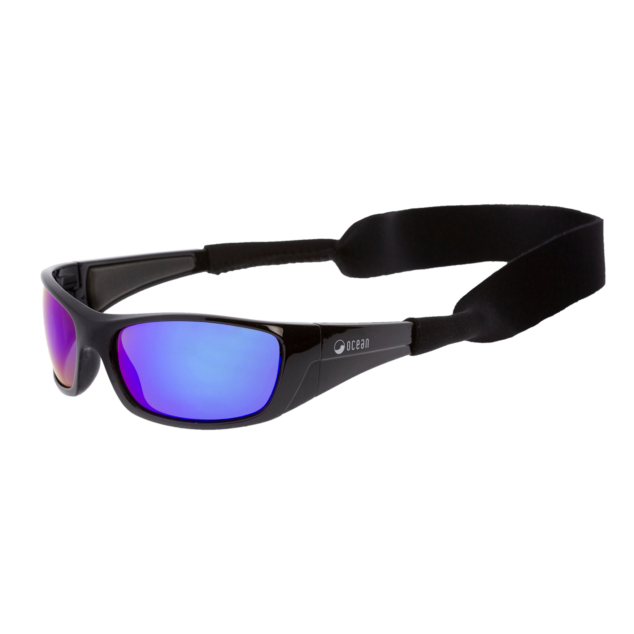 Gafas de deportes acuáticos OCEAN BERMUDA - Negro brillante / Revo azul