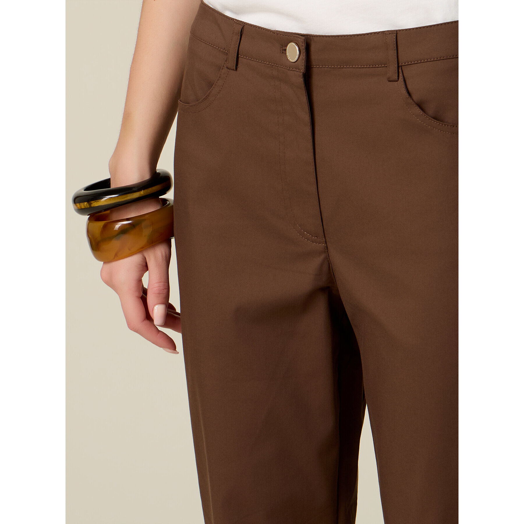 Oltre - Pantaloni capri misto cotone - Marrone