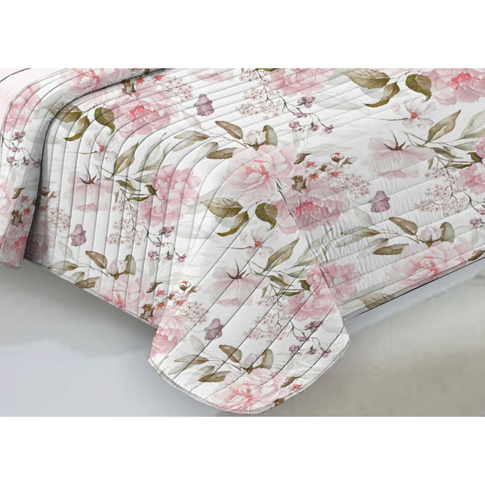 Quilt Trapuntino Piumino Estivo 100gr/mq Microfibra Disegno Rosa Rosa D15