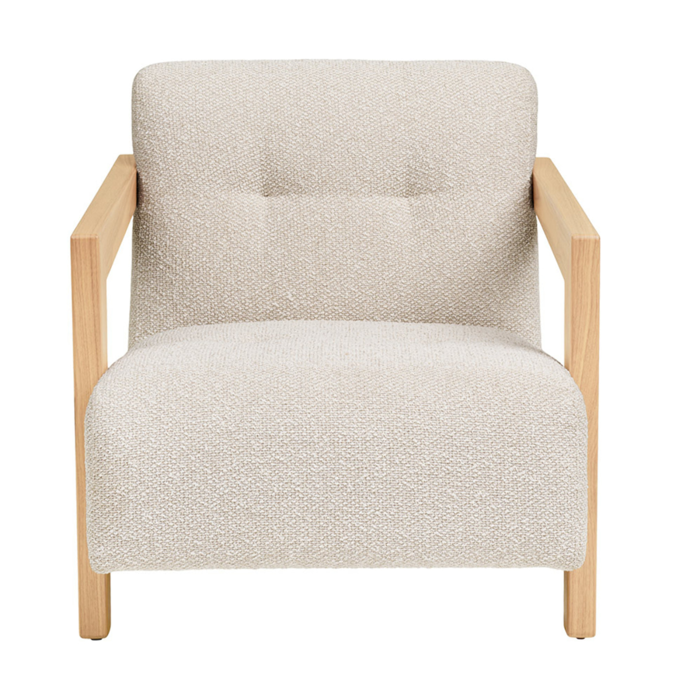 Lola - fauteuil en tissu texturé - accoudoirs en chêne massif FSC  100% - Beige