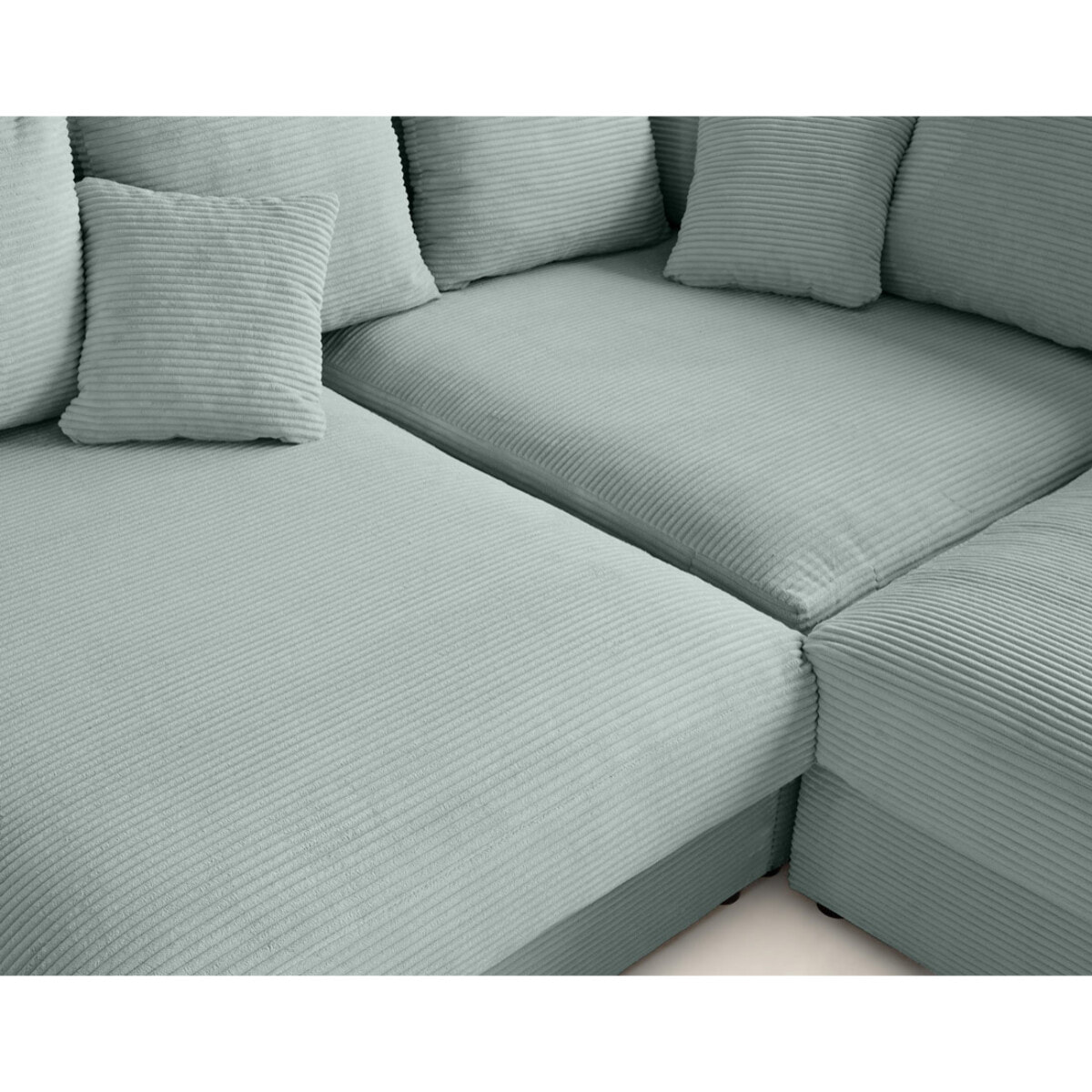 Aspen - canapé d'angle réversible 5 places - assise profonde - en velours côtelé - Bleu