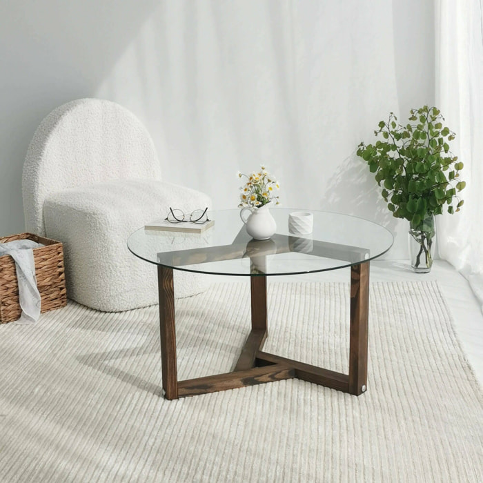 Tavolino da salotto Luigia, Tavolo basso da caffè, Portariviste per divano, Ripiano da soggiorno, 75x75h40 cm, Noce