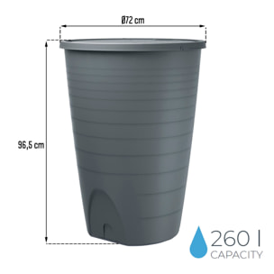 Depósito para agua de lluvia peruno 260l., dimensiones (mm) 720x720x965