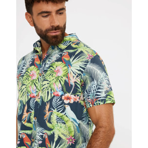 Camisa Manga Corta Estampado Tropical - Lirics