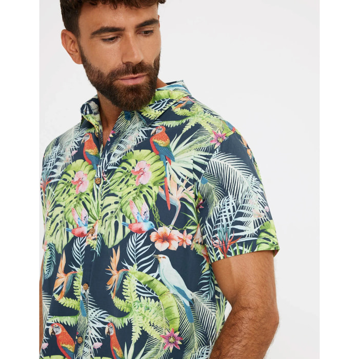 Camisa Manga Corta Estampado Tropical - Lirics