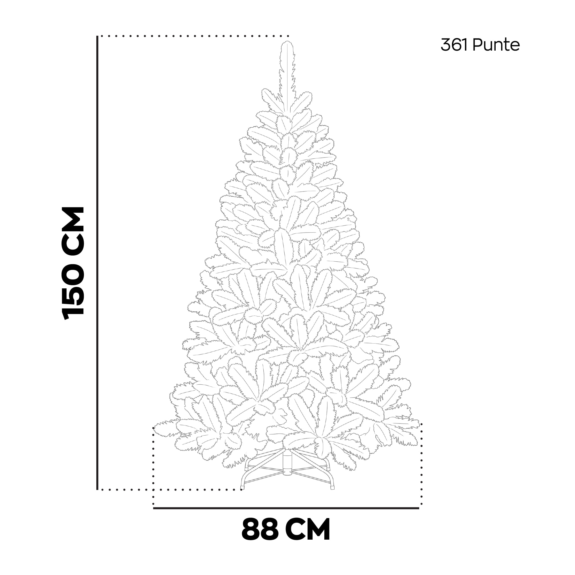Borea - Albero di Natale Tradizionale in PVC Ø88x150H cm 361 Punte