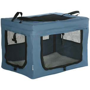 Transportín Mochila para Perros y Gatos Bolsa para Mascotas Transportador para Perros con 3 Puertas y Cojín Suave 60x42x42 cm Azul