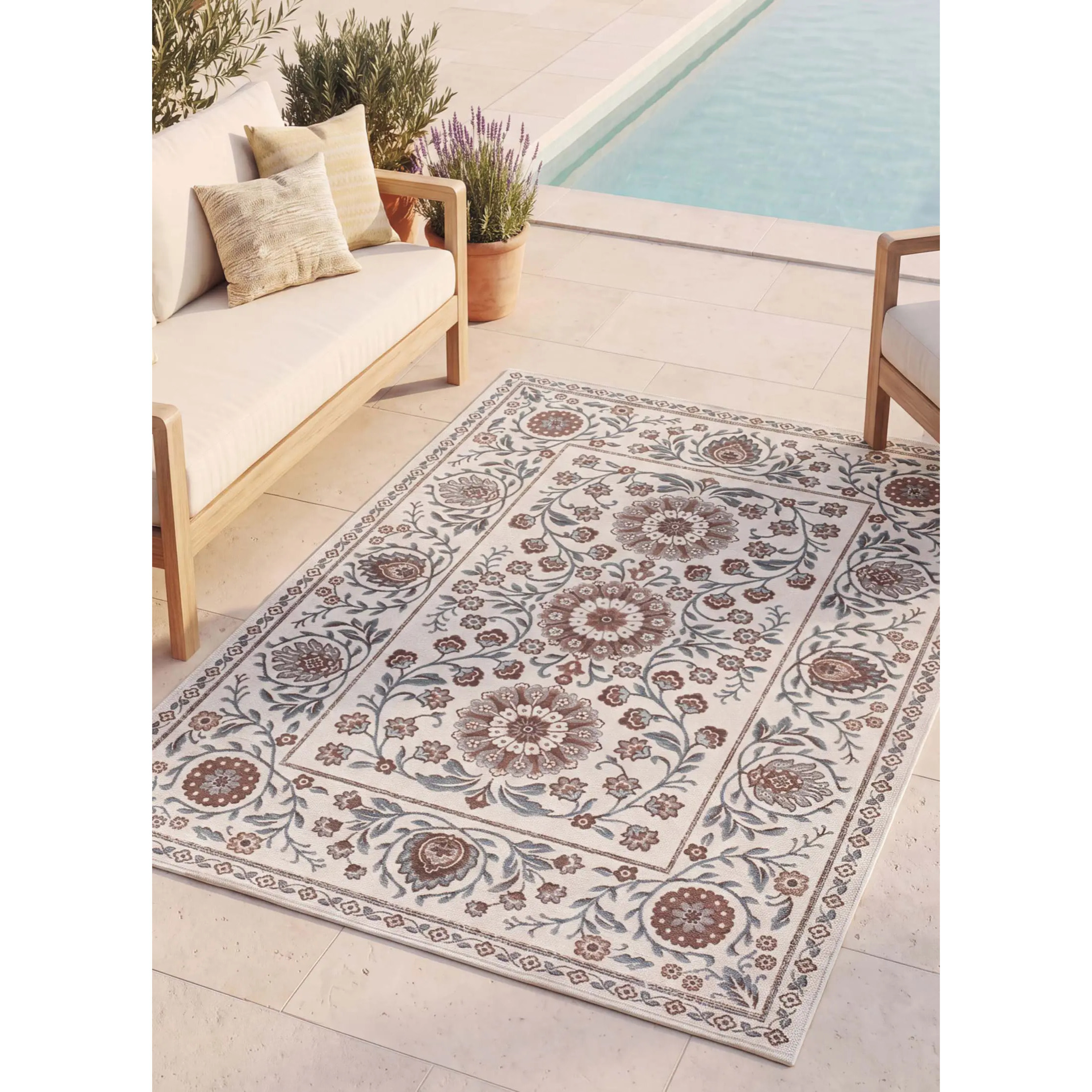 LUA Alfombra de exterior clásica azul, varias medidas disponibles.
