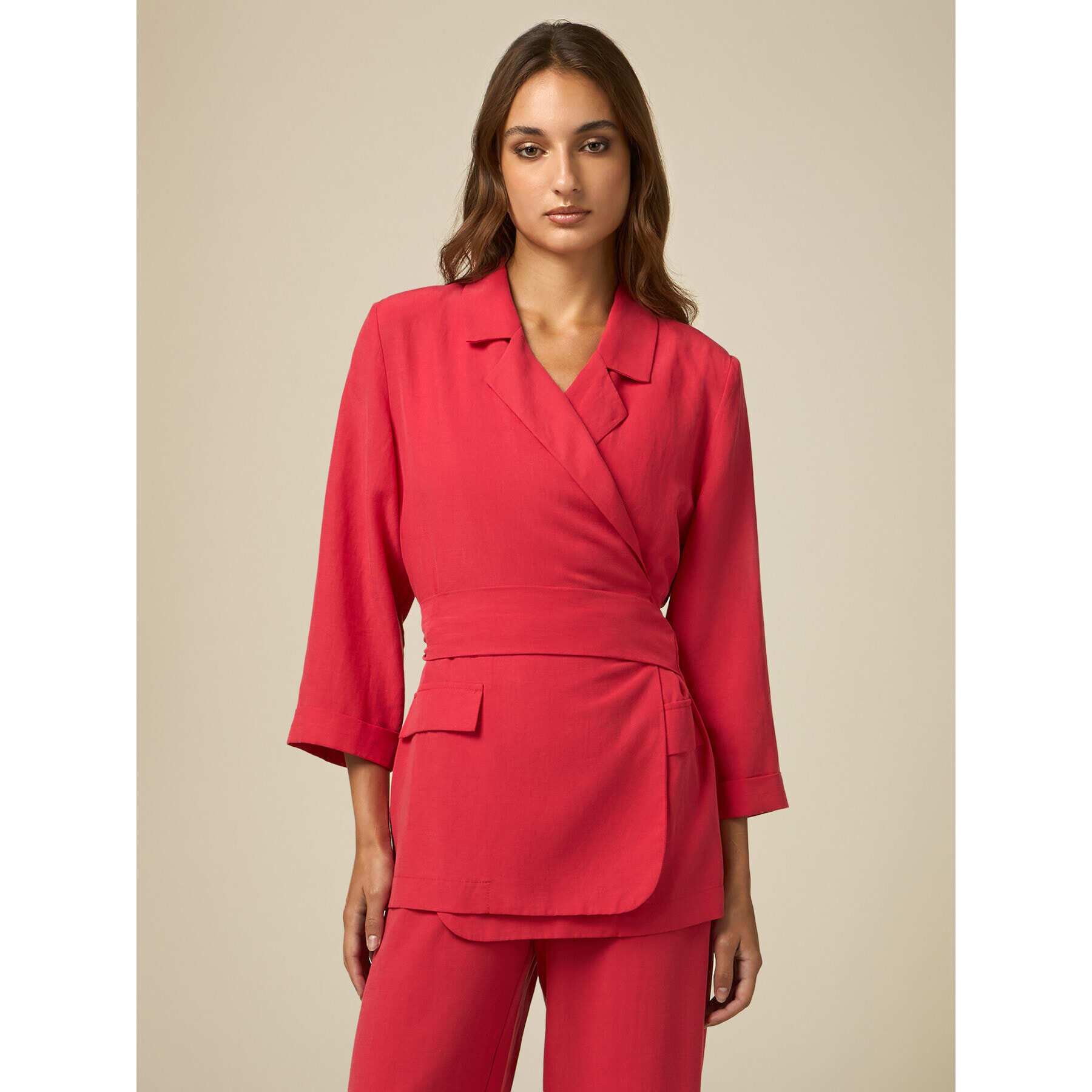 Oltre - Blazer lyocell/lin - Rojo