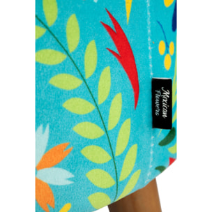 Pouf contenitore in velluto e legno Excelsa Mexican Flowers 38x38x45 cm multicolore